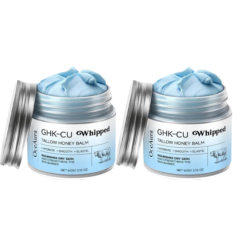 Copper Peptides GHK-Cu Beef Tallow for Skin: Blue Balm Manuka Honey Face and Body Moisturizer for Mature, Dry & Sensitive Skin