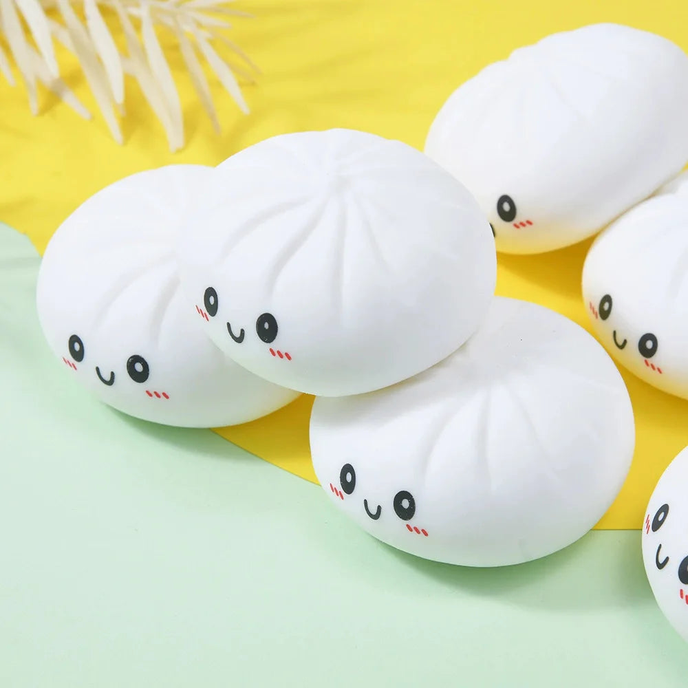 Steamed Stuff Bun Anti-Stress Ball Fidgets Toy Dumpling Squishies Soft Slowing Rebound Foam Toy Ultra-Soft Decompression