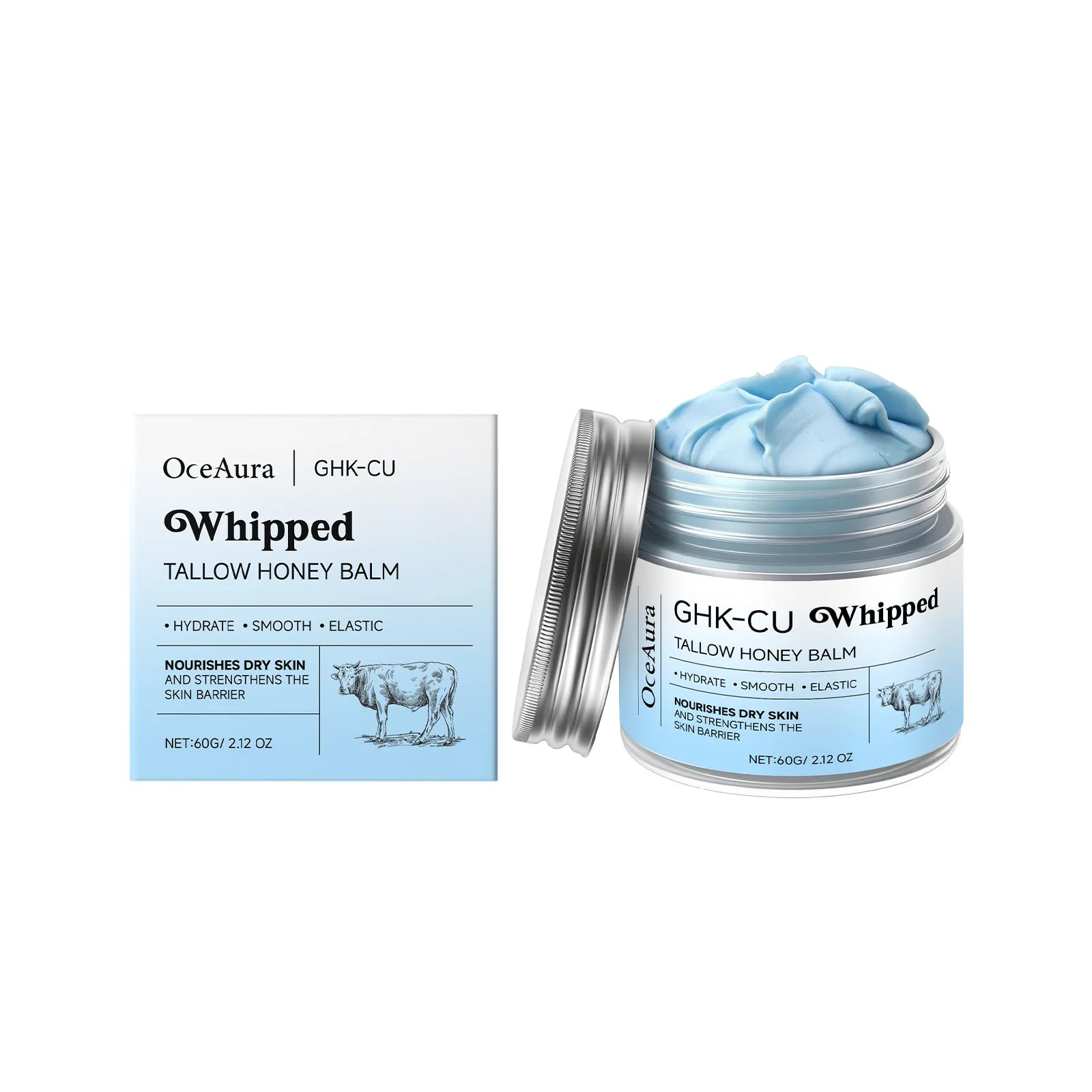 Copper Peptides GHK-Cu Beef Tallow for Skin: Blue Balm Manuka Honey Face and Body Moisturizer for Mature, Dry & Sensitive Skin