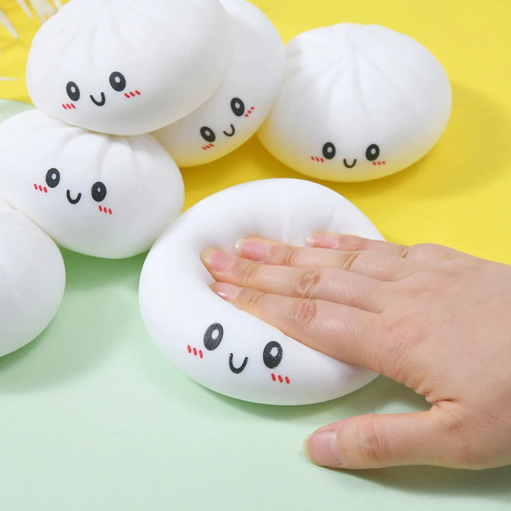 Steamed Stuff Bun Anti-Stress Ball Fidgets Toy Dumpling Squishies Soft Slowing Rebound Foam Toy Ultra-Soft Decompression