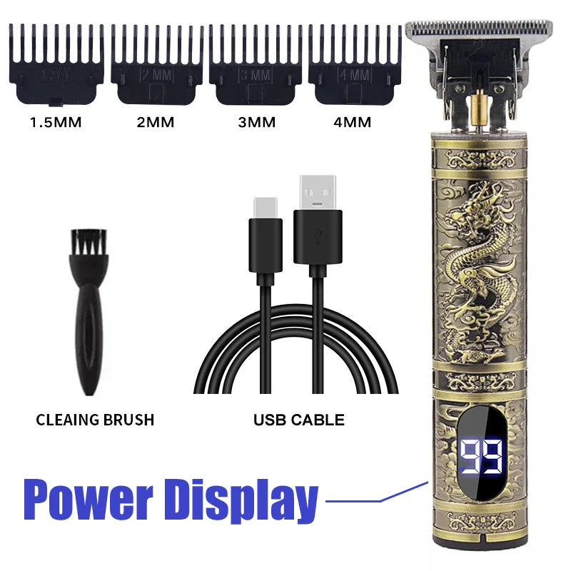 New Retro T9 Hair Clipper For Men, Electric Shaver, Rechargeable Hair Clipper, Portable Cordless Beard Trimmer