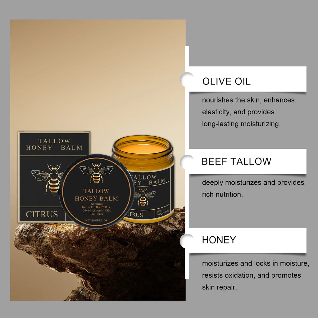 Honey Tallow Moisturizing Cream Face & Body Cream Deep Hydration Dry Skin Care Glycerin Non Greasy Fast Absorption Moisturizer
