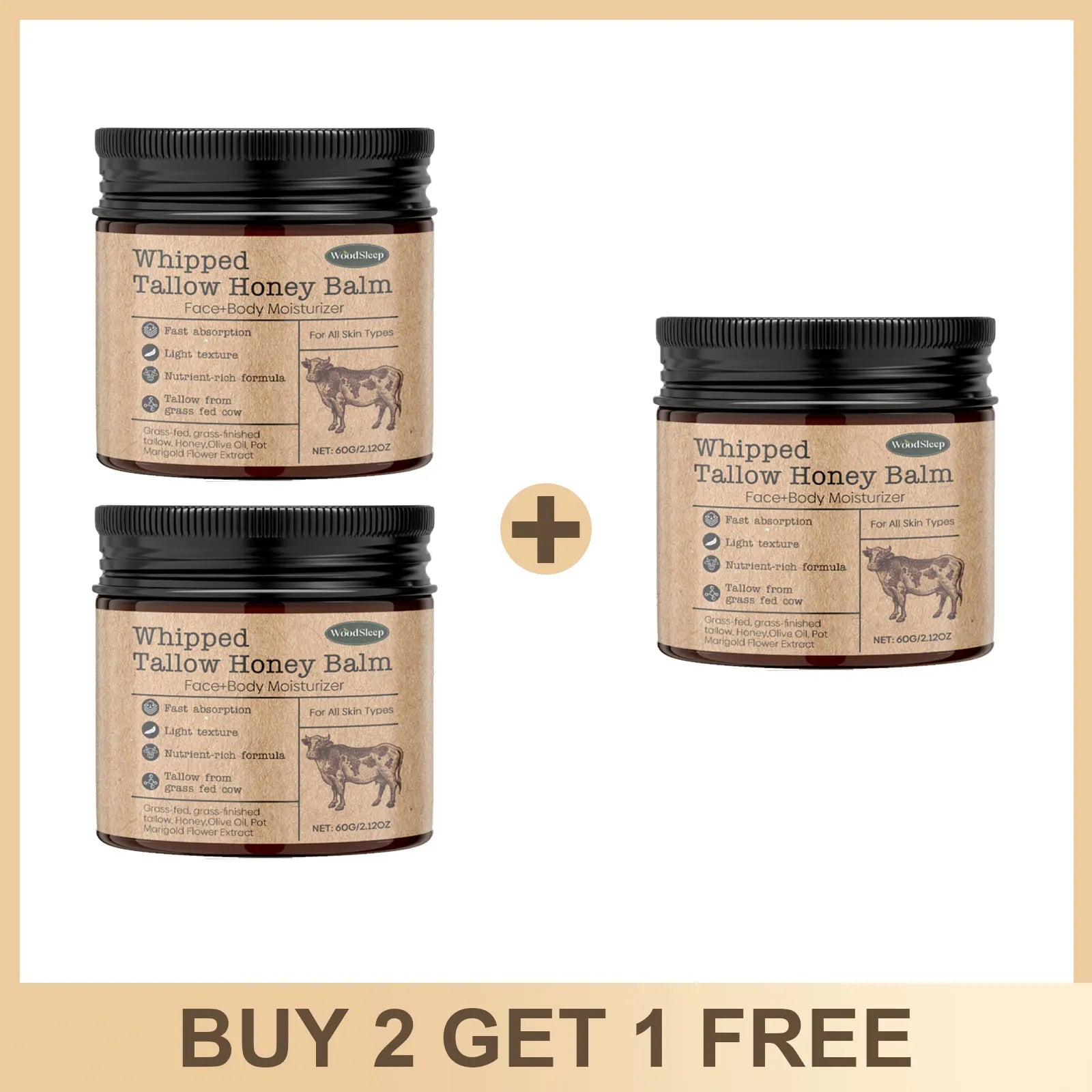 Whipped Beef Tallow Cream Face Body Moisturizer Reduce Wrinkle Increase Elasticity Skin Deep Nourishing Firming Anti Aging Cream