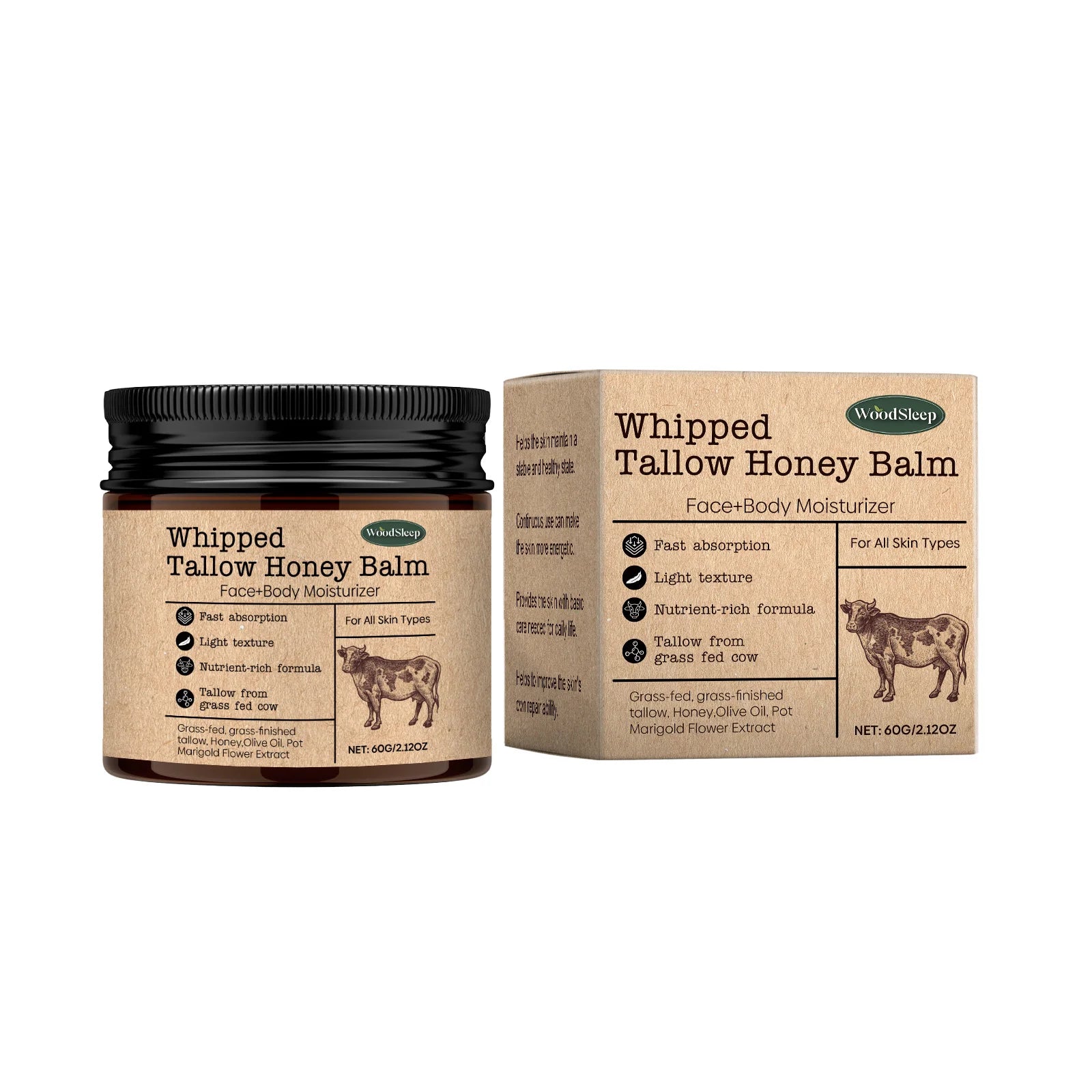 Whipped Beef Tallow Cream Face Body Moisturizer Reduce Wrinkle Increase Elasticity Skin Deep Nourishing Firming Anti Aging Cream