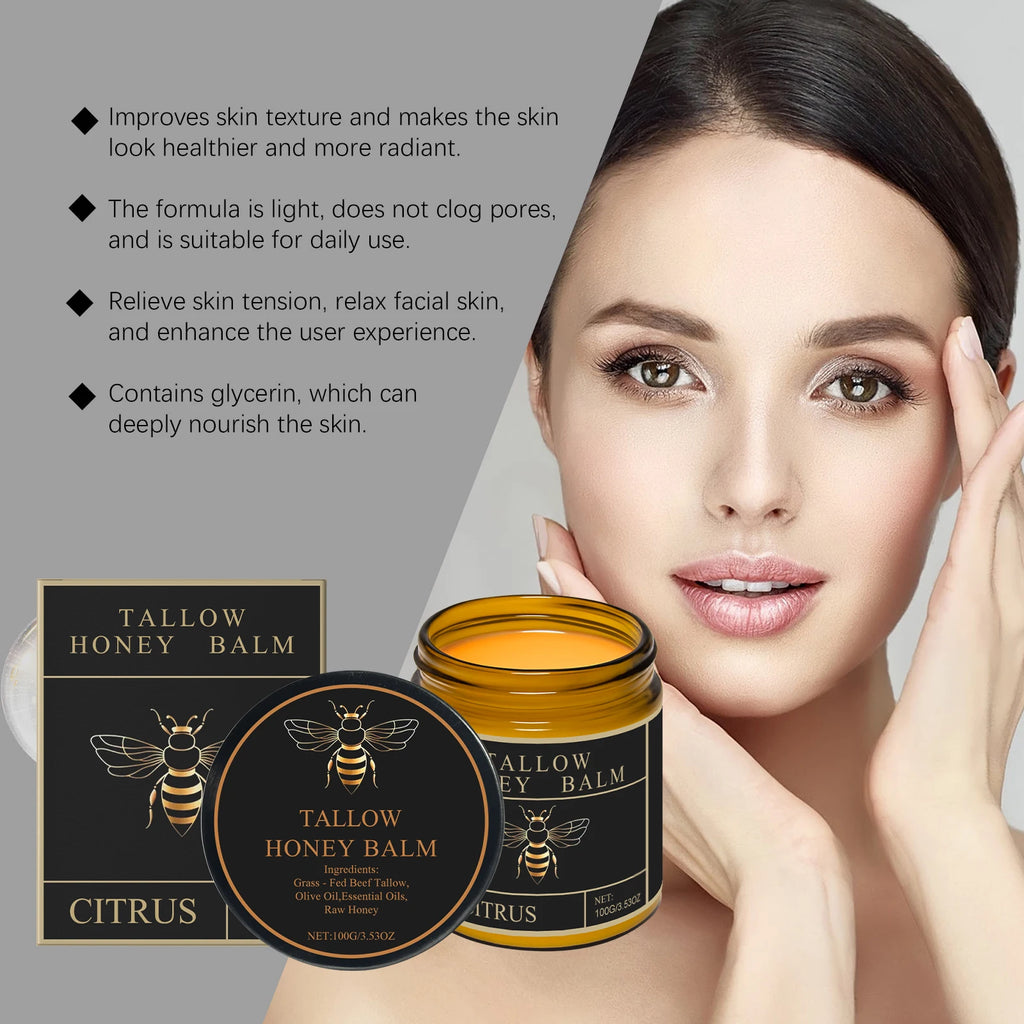 Honey Tallow Moisturizing Cream Face & Body Cream Deep Hydration Dry Skin Care Glycerin Non Greasy Fast Absorption Moisturizer