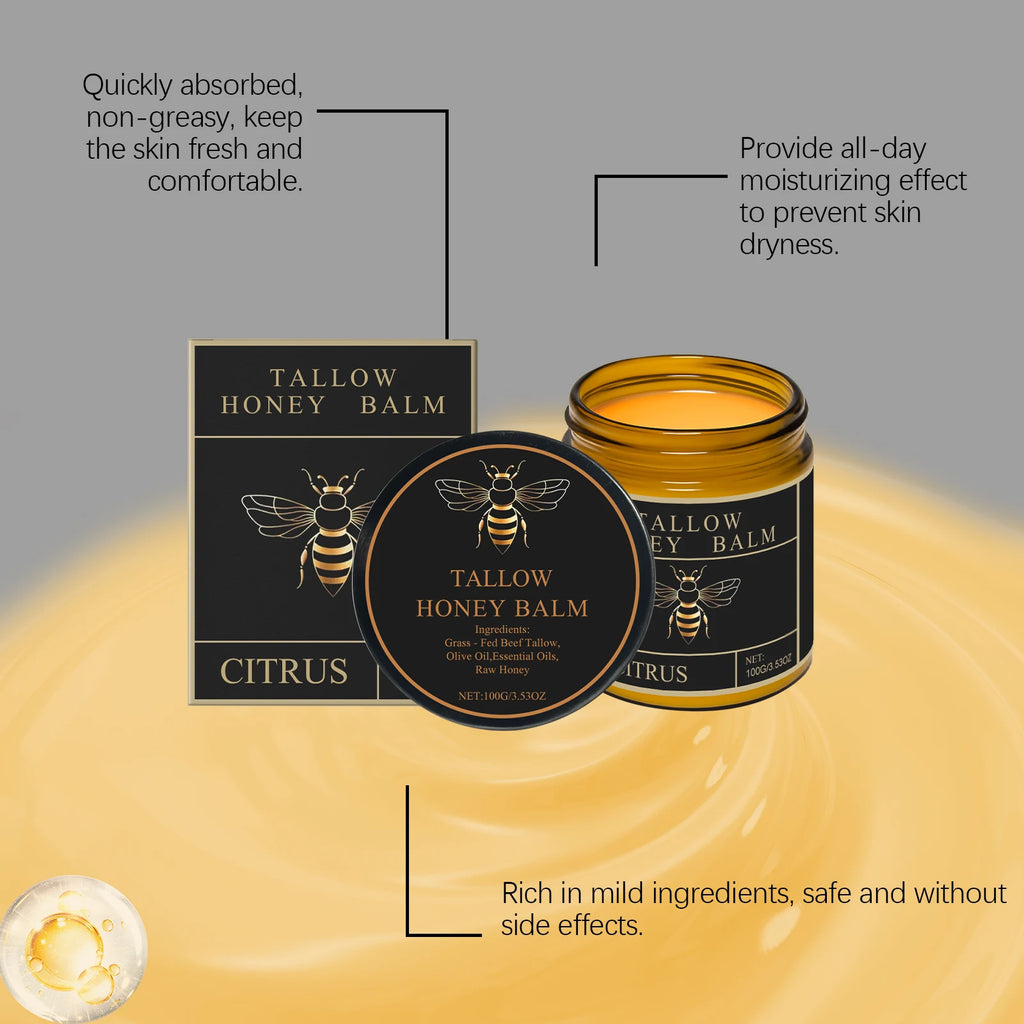 Honey Tallow Moisturizing Cream Face & Body Cream Deep Hydration Dry Skin Care Glycerin Non Greasy Fast Absorption Moisturizer